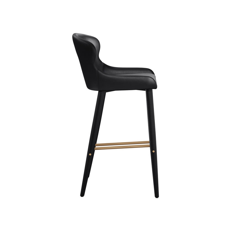 EVORA Upholstered Stool with Metal Frame, Bar Stool (30” Seat Height), Black