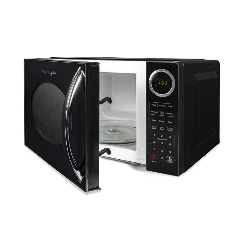 Nostalgia Retro 0.9 Cubic Foot Countertop Microwave Oven, Black