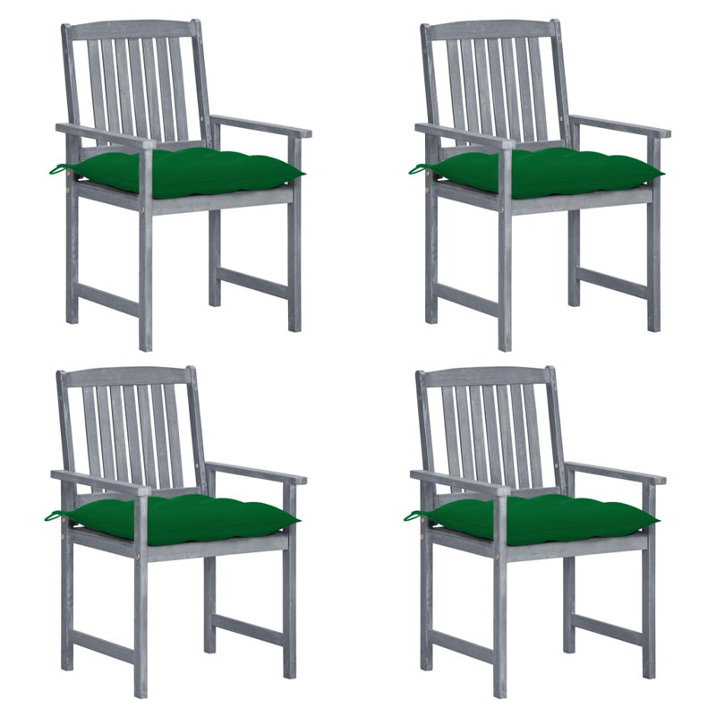 Chaise de patio avec coussins Dederang, gris, Vert