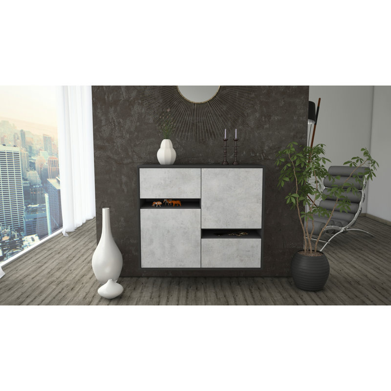 Schulman 92cm Sideboard, Anthracite/Concrete