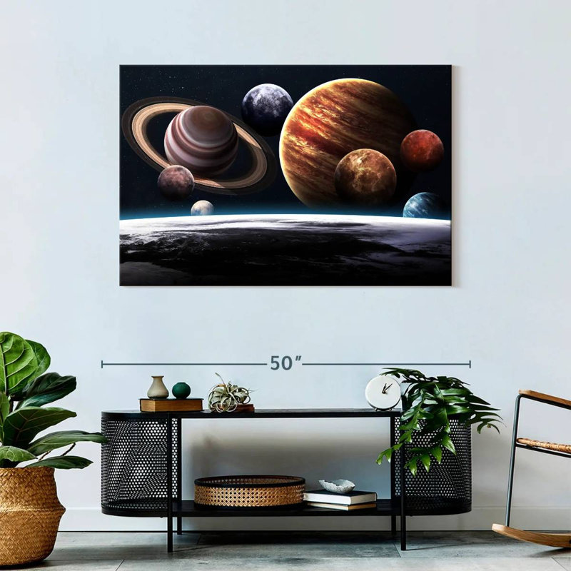 Oberle vue des planètes depuis la terre, H 30 po x l 45 po