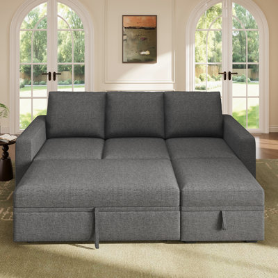 Hoelscher L-Shaped Sectional Sleeper With Storage Polyester Dark Gray