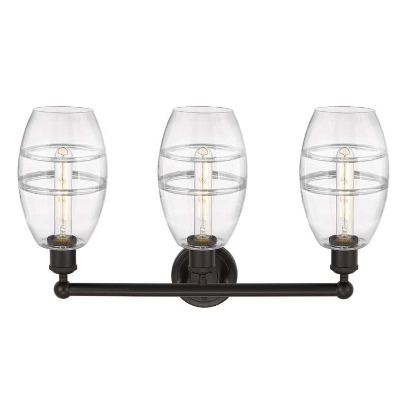 Kusham 3 - Light Dimmable Vanity Light, Clear, Oil Rubbed Bronze