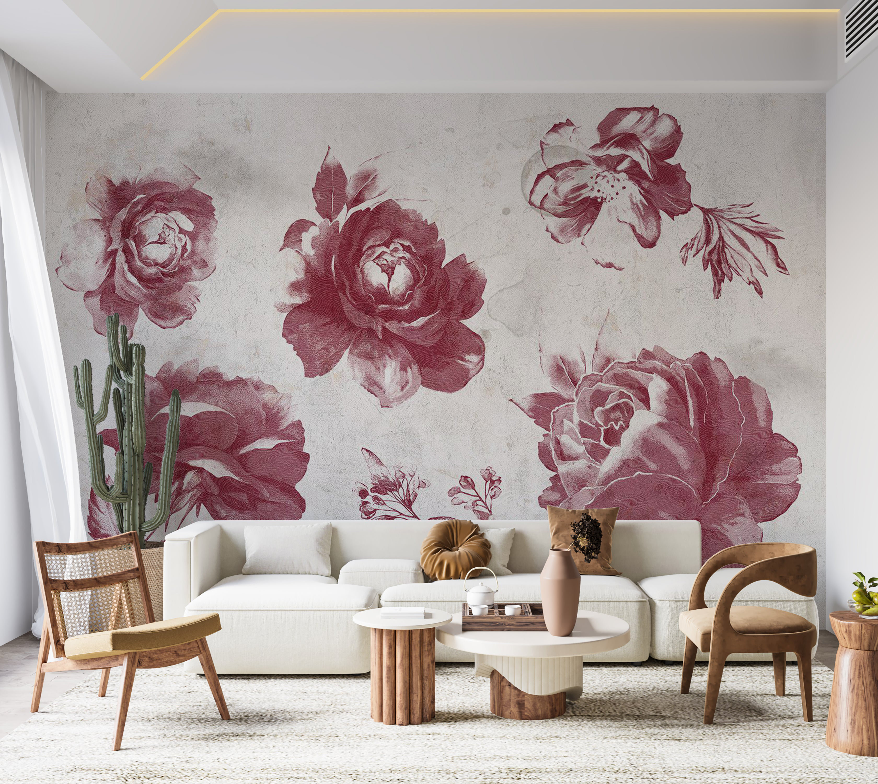 Red Barrel Studio Floral Wallpaper Wall Mural - Garden Of Memories Red ...