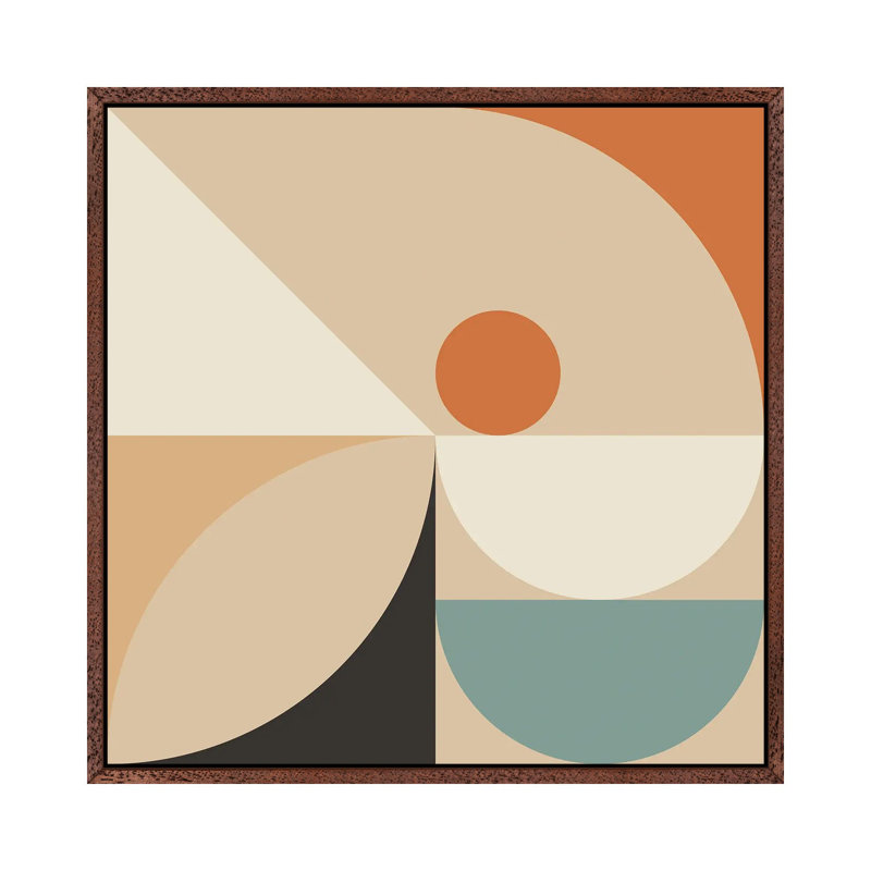 Mid Century VIIIB - Print on Canvas, Brown Framed, 45.72 cm H x 45.72 cm W