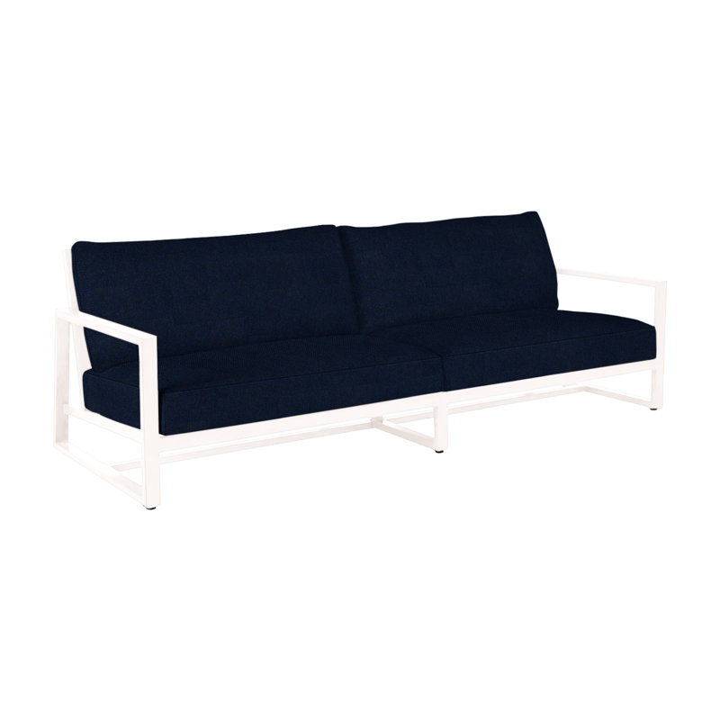 Avondale Aluminum Sofa - Chalk, No Welt, Indigo Velvet, Chalk