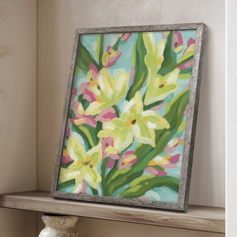 Floral Vibration II Framed Print - Solid Wood, 15" H x 12" W