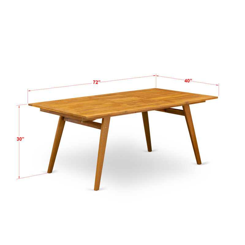 7 Piece Patio Bistro Dining Set Consist of a Rectangle Outdoor Acacia Wood Table and 2 Folding Arm Chairs with 4 Side Chairs, 40x72 Inch, Natural Oil