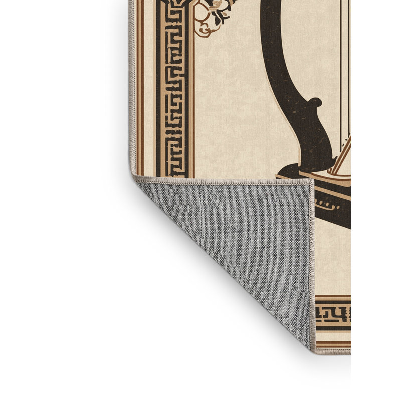 Tapis oriental beige classique lavable à la machine Oakridge, 7 x 10