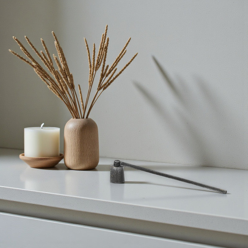 Tabouret de bougie en fonte Ladona, Noir