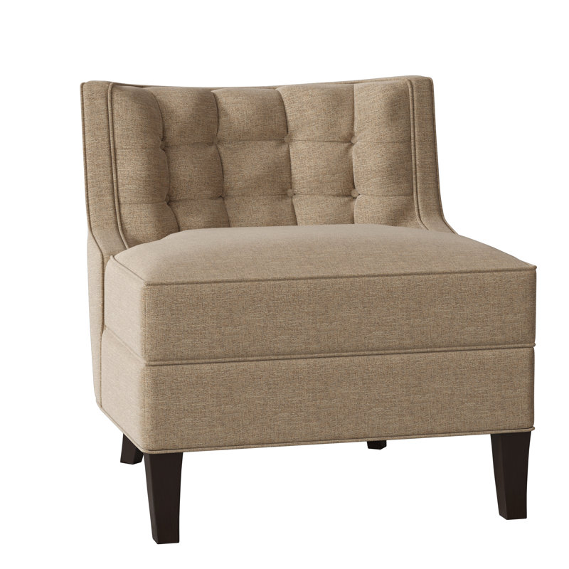 Chaise d'appoint avec coussin en polyester de 29 po de largeur Social, Lin d'Élise, Noyer américain