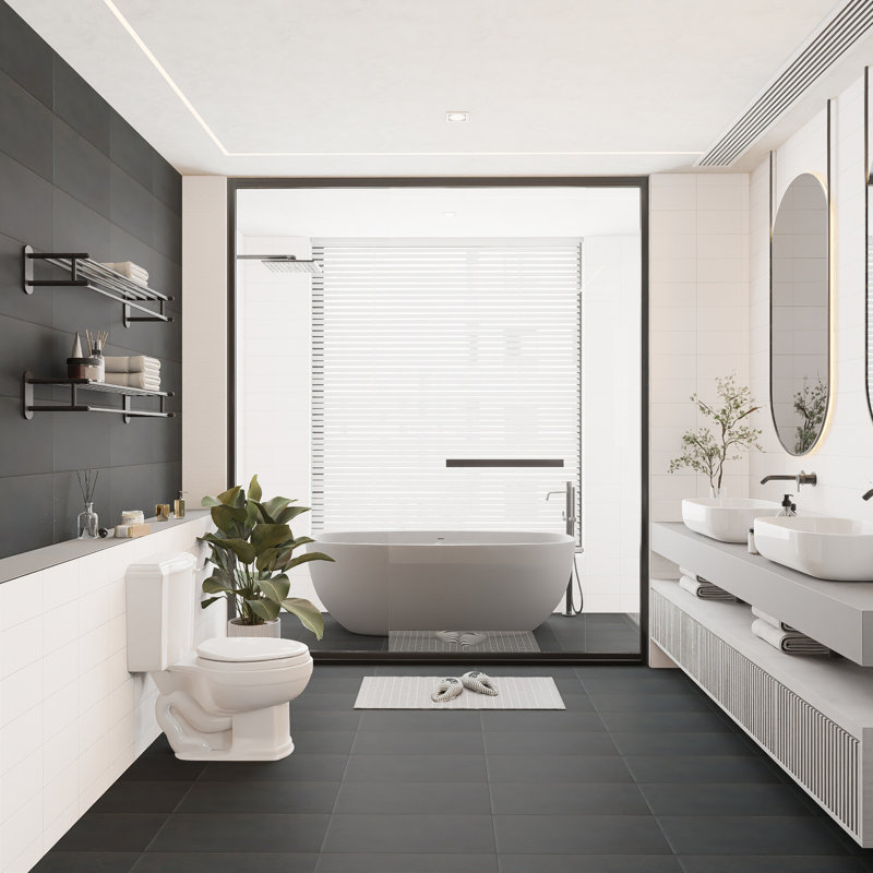 Piscina Brick 9-5/8 In. X 19-1/2 In. Porcelain Floor And Wall Tile, Black