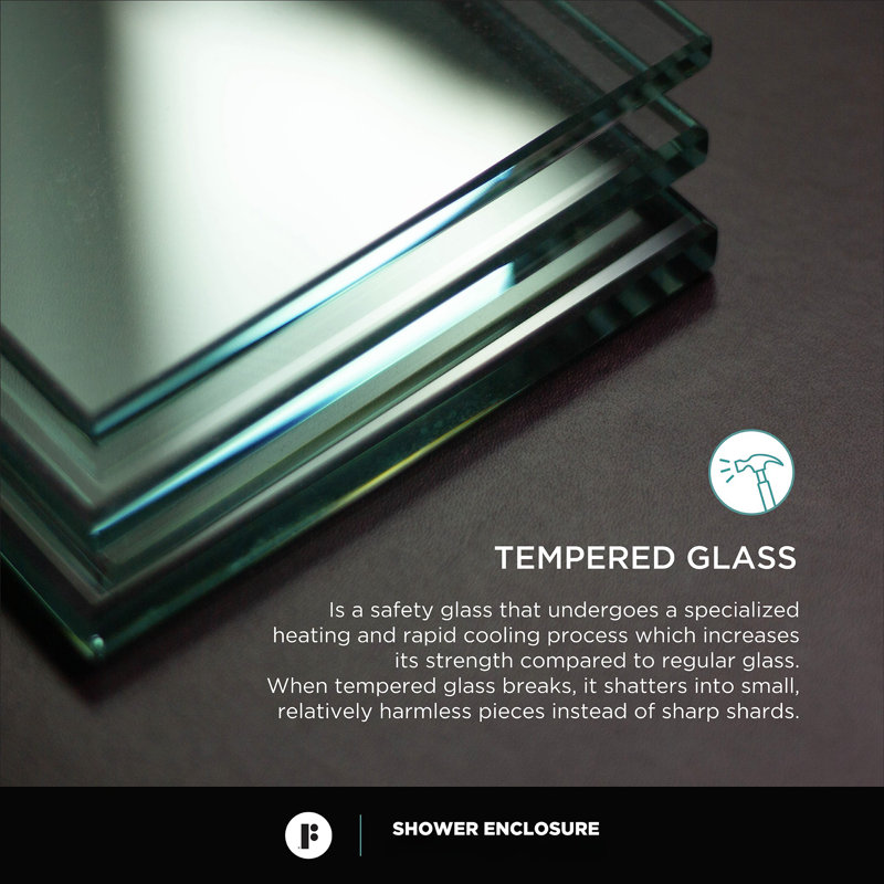 40.37'' W x 74.25'' H Hinged Frameless Shower Door, Satin Brass