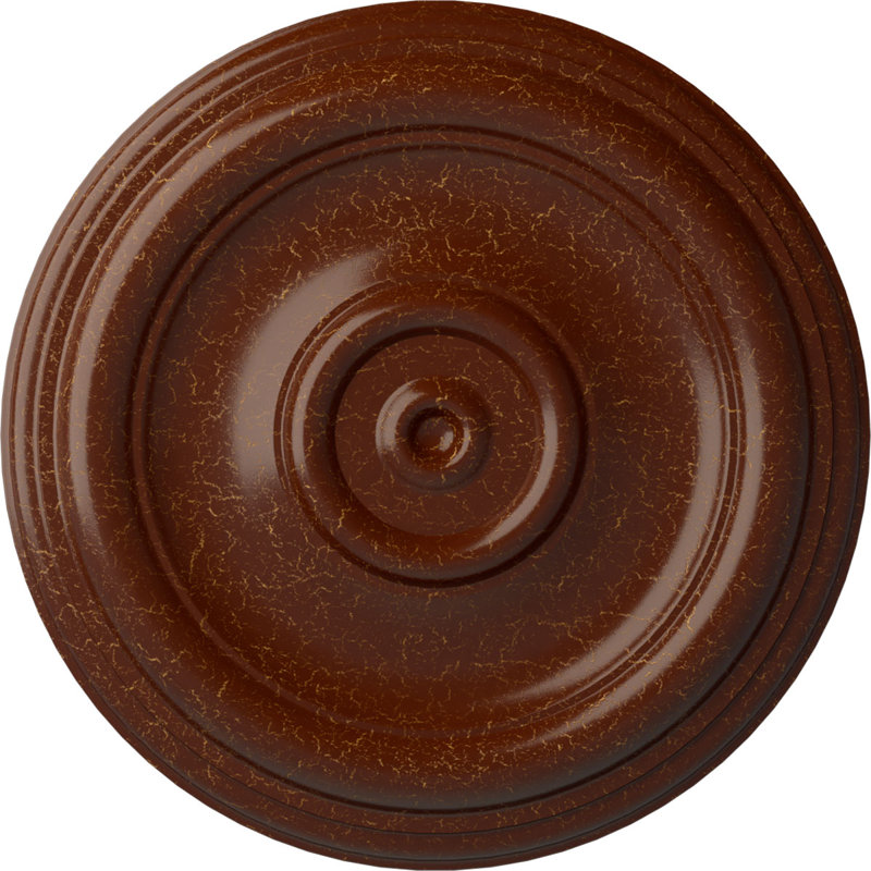 Médaillon de plafond traditionnel Endurathane, DO 12 po x P 1 po (convient aux auvents jusqu'à 2 3/4 po), fini craquelé acajou peint à la main