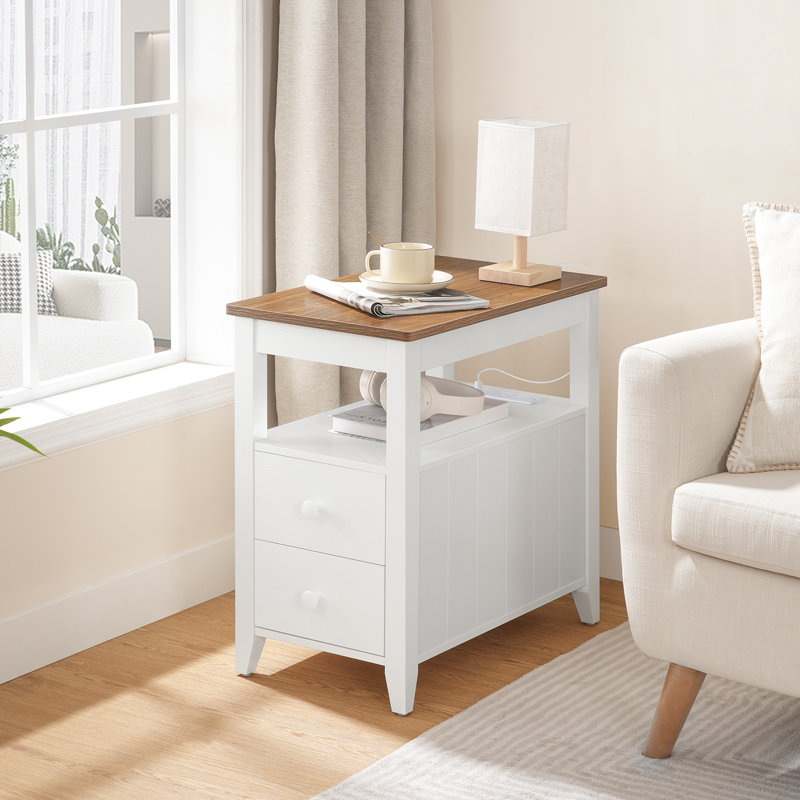 Tacito 23.6'' Tall 2 - Drawer End Table with Storage and Charging Station