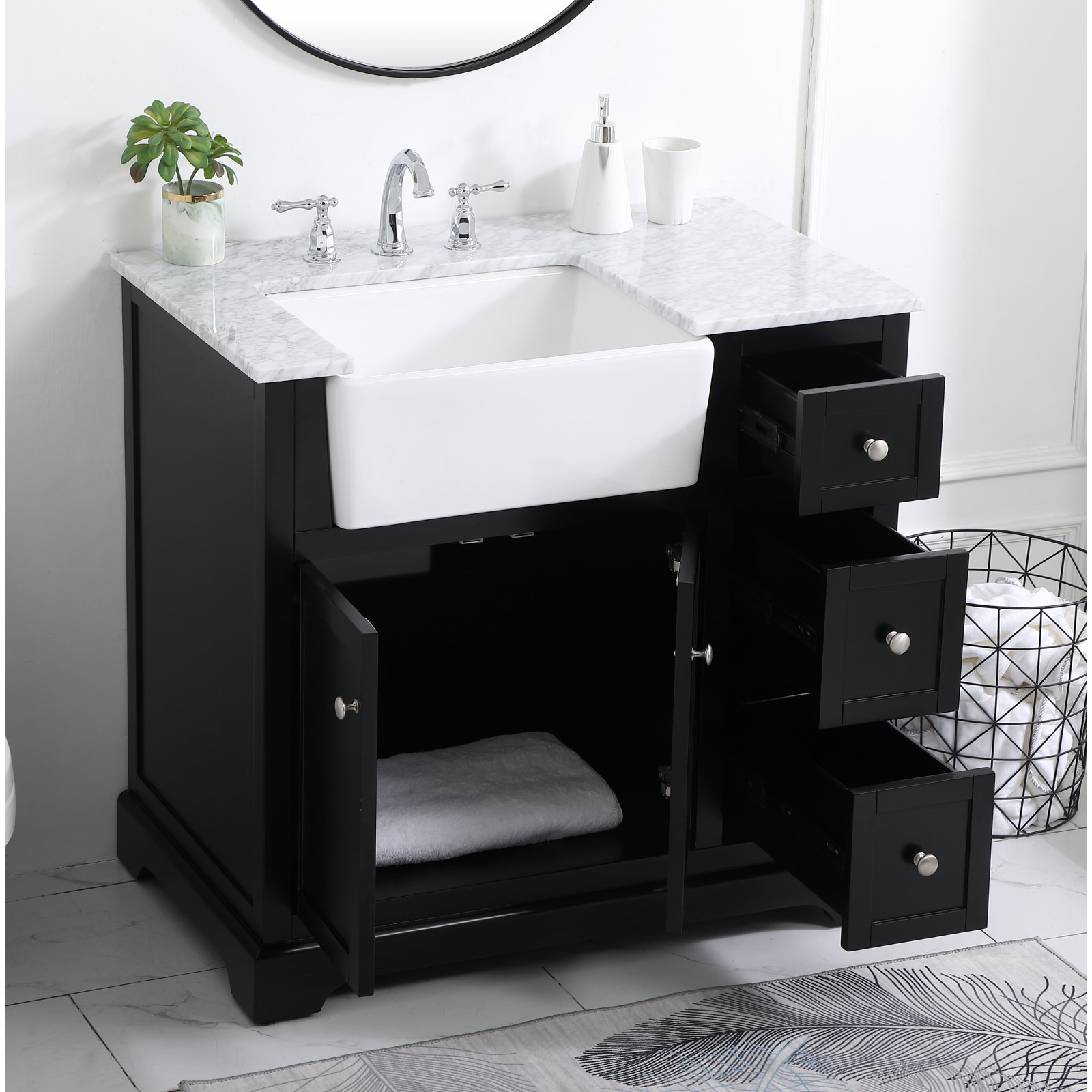 Pardue 36'' Single Bathroom Vanity, Black