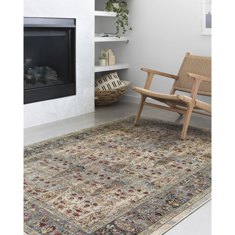 Tapis brun à motif floral Jeterson, Rectangle 6 pi x 9 pi
