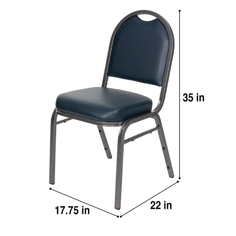 Celia Vinyl Stack Chair (2 Pack), Silver, Midnight Blue