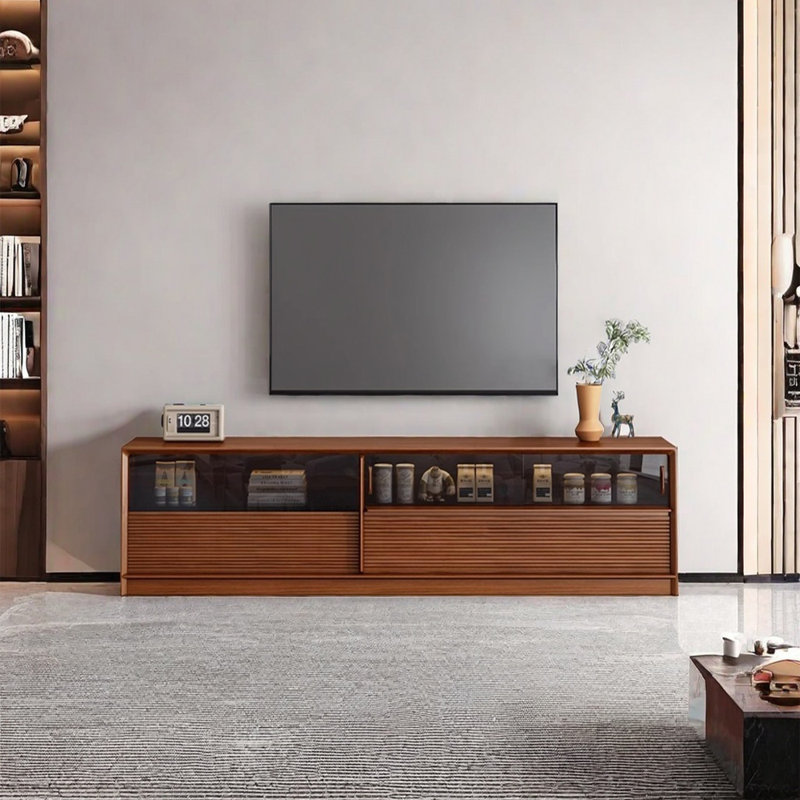 Meuble télé rétro au design simple, Brun