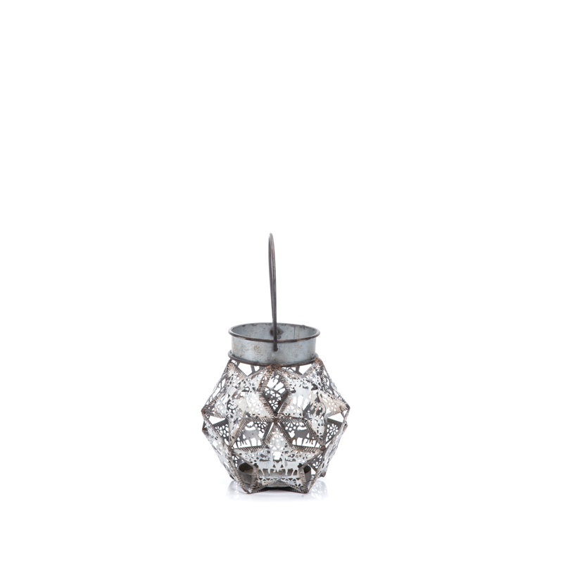  Porte-bougie étoile de Noël en métal gris 6 po