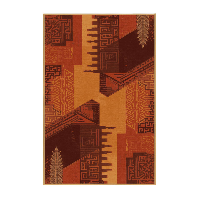 Tapis brun lavable à la machine Pahola, 7 x 9