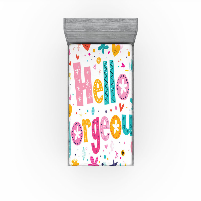 Multicolore drapeaux multicolores Ambesonne Hello Gorgeous, Drap-housse simple TG