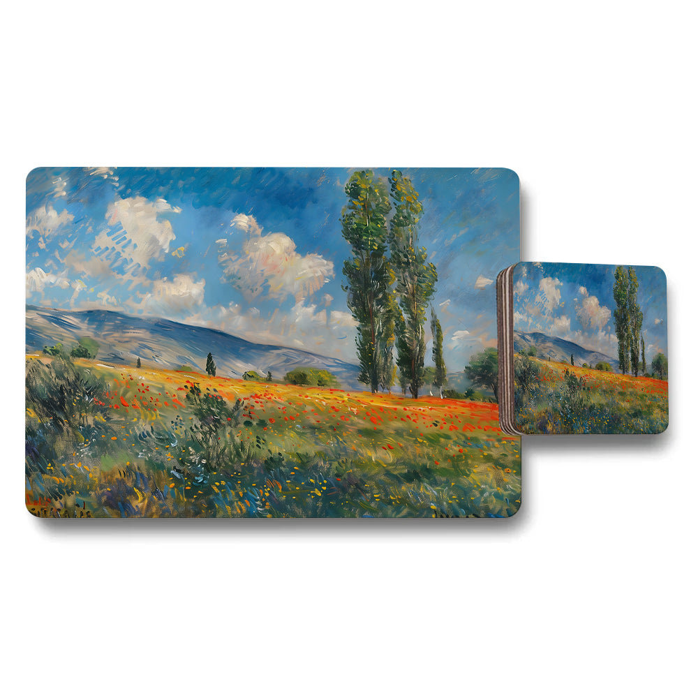 Field Of Poppies Landscape Placemat And Coaster Set