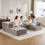 Canapé à compression, canapé-lit convertible au sol, canapé modulaire désossé bricolage, aucun assemblage requis, tissu polaire circulaire, surdimensionné à 4 places avec 1 repose-pieds, gris clair-1090814404