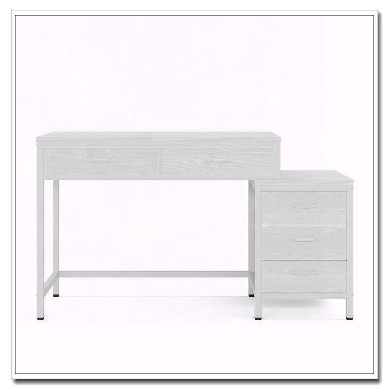 Bureau d'ordinateur réversible avec tiroirs, Blanc
