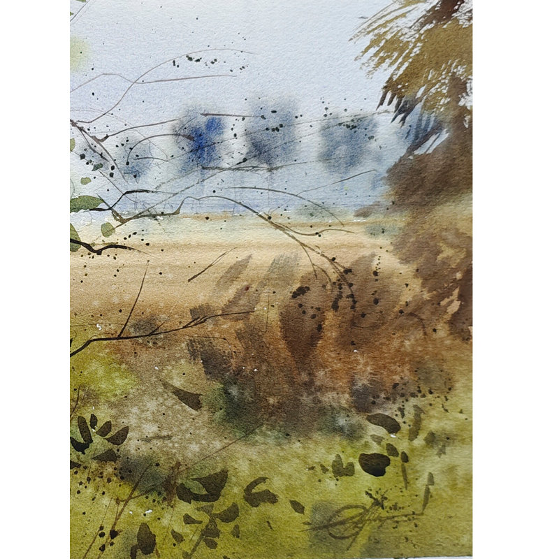 Paysage champêtre | Aquarelle par Achintya Hazra