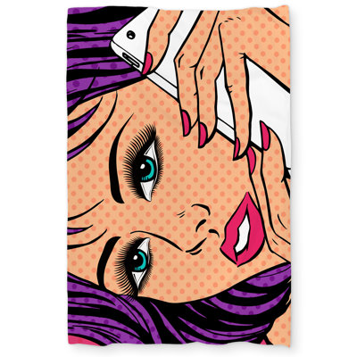 Pop Art Style Lady on Phone Duvet Cover | Home Decor