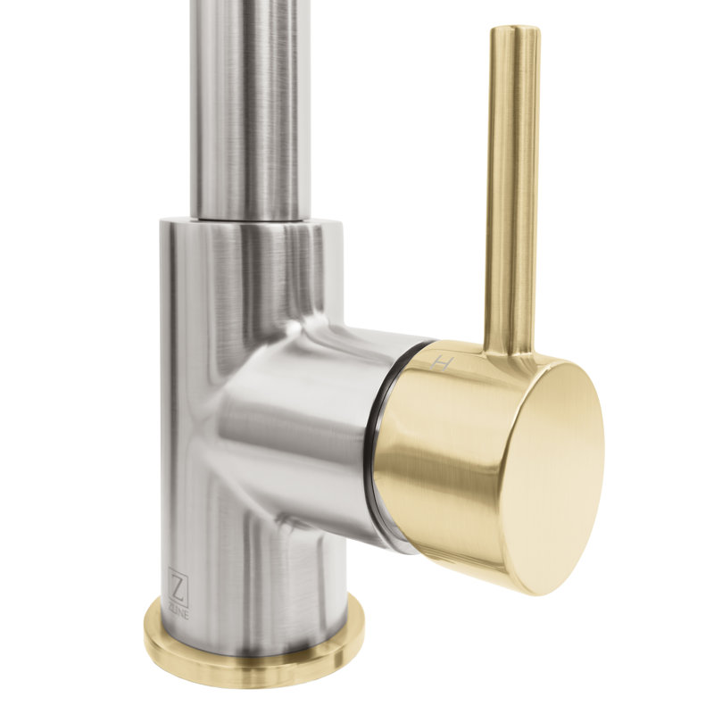 ZLINE Autograph Gemini Pull Down Single Handle Kitchen Faucet, Brushed Nickel;Champagne Bronze