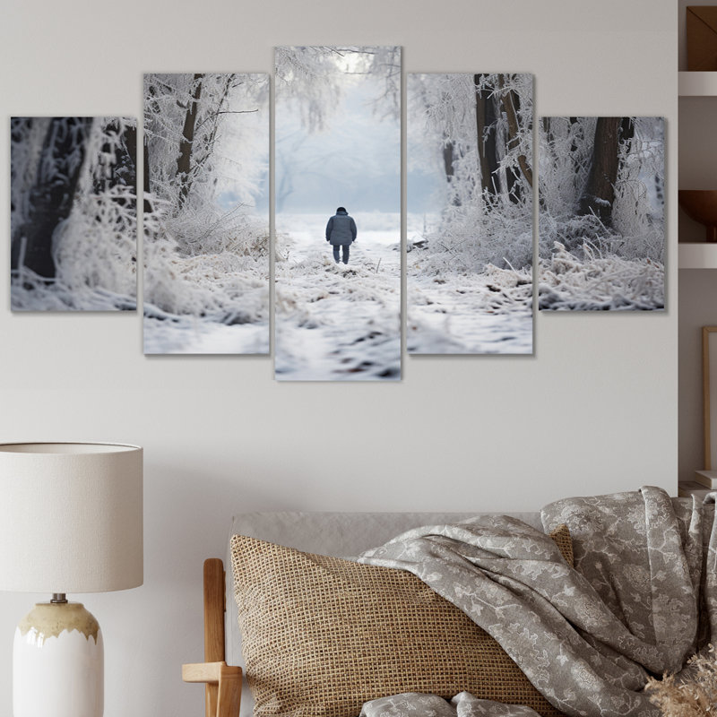 «Solitude Winter Landscape I», impression d'art sur toile - 5 panneaux