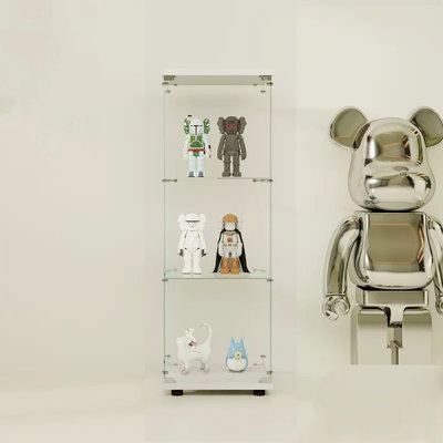 Armoire en verre, vitrine en verre avec 3 tablettes, armoire de rangement décorative pour l'intérieur