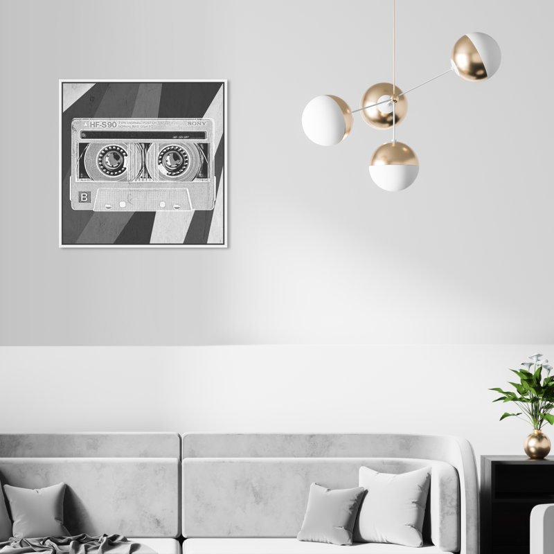 My Mixtape Music Notes - Print, H 20 po x l 20 po, Toile blanche encadrée