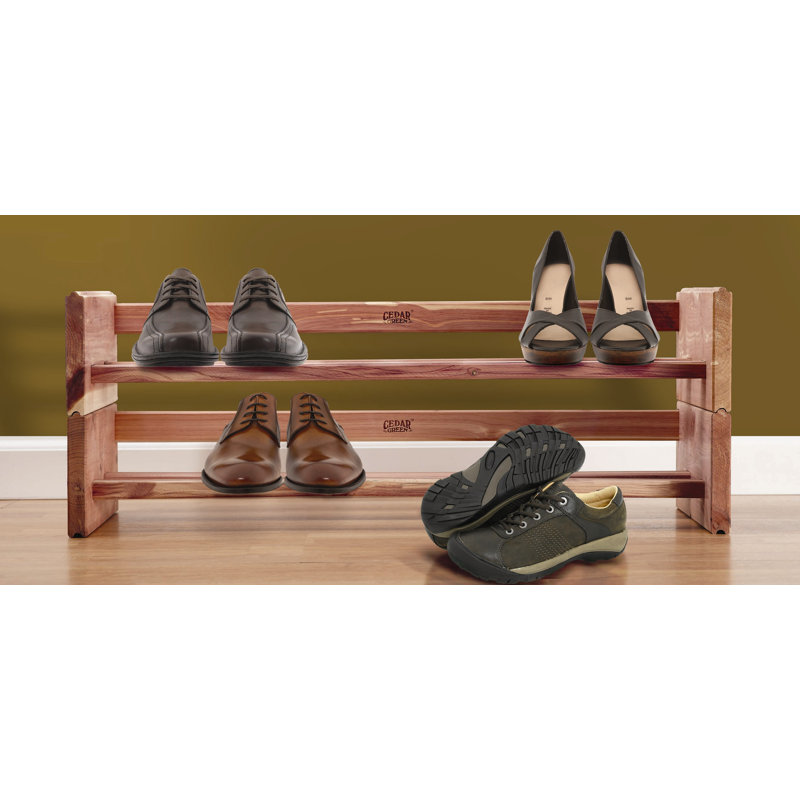 3 Pair Stackable Solid Wood Shoe Rack