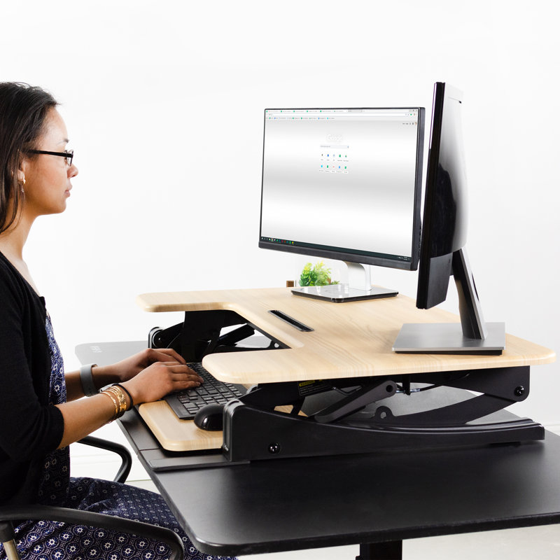 Standing Desk Converter DESK-V000V Series, Light Brown / Black