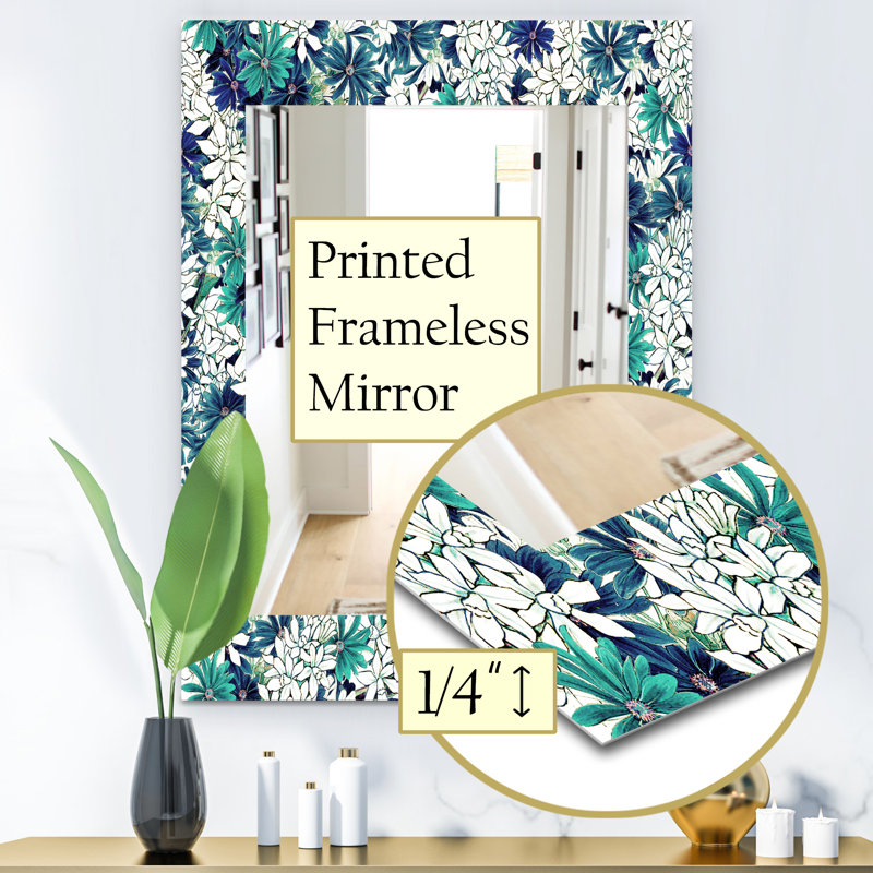 Miroir mural traditionnel sans cadre floral, H 24 po x l 32 po