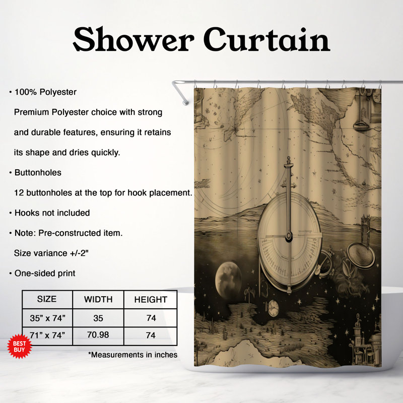 Cicily Abstract Shower Curtain, 74"H x 71"W