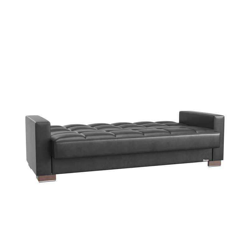 Canapé-lit rembourré convertible avec rangement, Noir