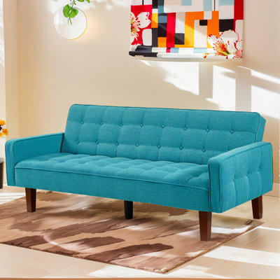 Lit double / futon double rembourré de 73,62 po pour lit double, canapé-lit convertible moderne avec accoudoirs réglables pour studio, appartement, bureau, petit espace, salon compact