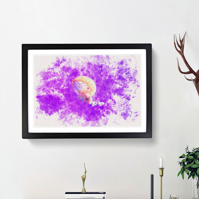 Jellyfish - Picture Frame Painting Print, Black Framed, 45cm H x 63cm W x 2cm D