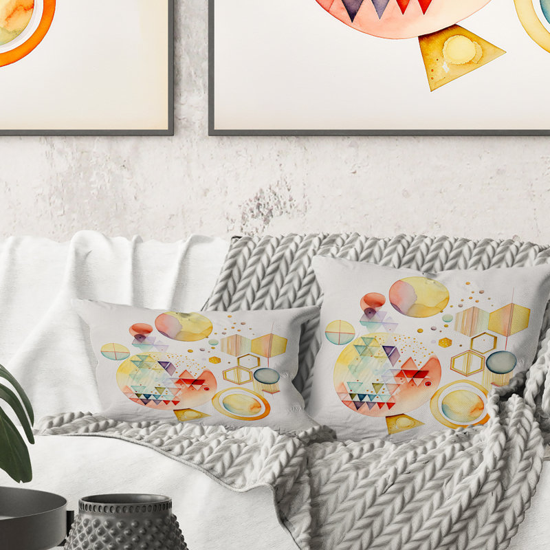 Multi-Color Multi Shape Abstract I - Abstract Geometric Printed Throw Pillow
