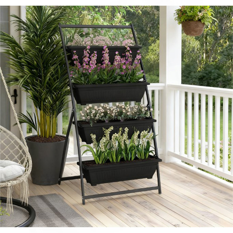 Pot pour plantes d'extérieur avec jardinière surélevé à 4 niveaux avec 4 boîtes