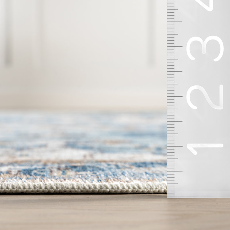 Tapis médaillon lavable à la machine Gitchka, Rectangle 7 pi 6 po x 9 pi 6 po