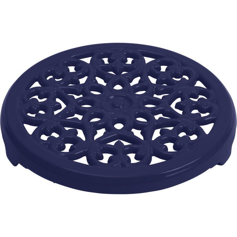 Staub Cast Iron 9-inch Round Lilly Trivet, Dark Blue