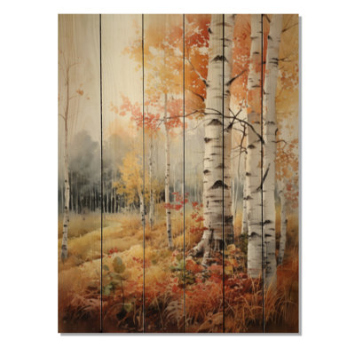 Birch Woods, tapisserie d'automne, impression sur bois