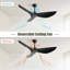 52 Inch Indoor Ceiling Fan No Light With 6 Speed Remote Control 3 ABS Blade Reversible DC Motor For Home-132276537-132276540