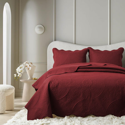 Ensemble de couvre-lit matelassé à motif floral - Doux literie en microfibre légère avec taies décoratives réversibles