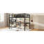 Structure de lit double pleine grandeur avec bureau, panier de rangement, lit mezzanine en métal avec horloge et port de charge-313288011